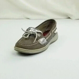 Sperry 6.5M Women's One Eye Brown Silver Paisley Pattern Non Marking Boat Shoes